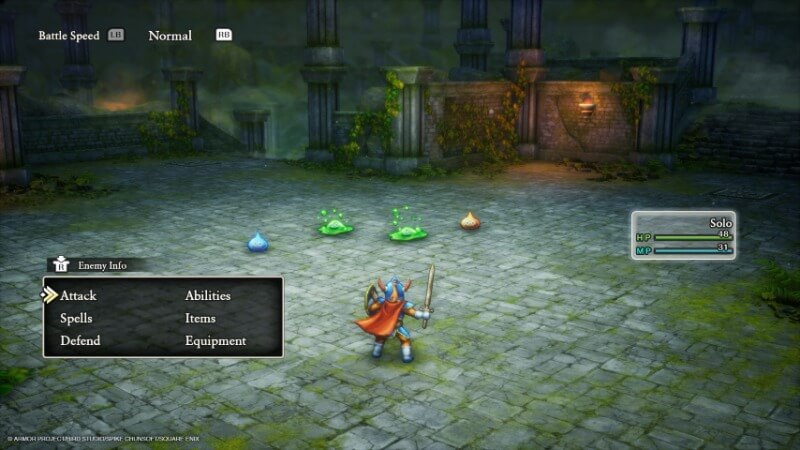 dragon quest i & ii 2d-hd remake turn based fights