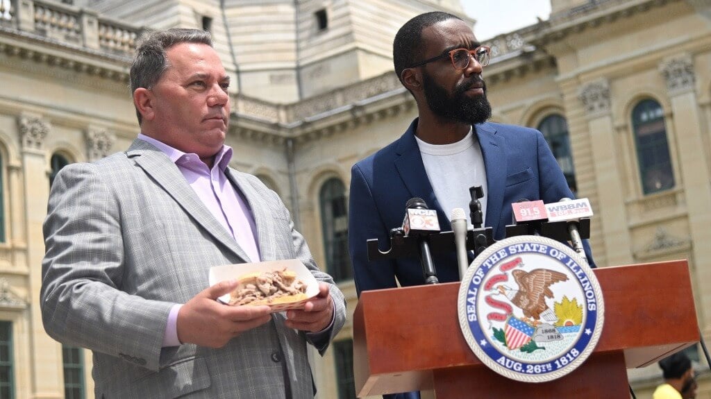 State Rep. Rick Ryan and The Bear's Corey Hendrix, pictured with beef. Photo: FX